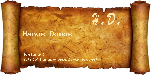 Hanus Domos névjegykártya
